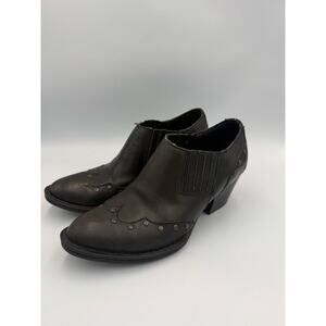 Born Womens Black Size 6 1/2 Booties Western Studded